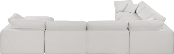 Comfy Cream Linen Textured Fabric Modular Sectional 187Cream-Sec7A Meridian Furniture