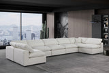 Comfy Cream Linen Textured Fabric Modular Sectional 187Cream-Sec7B Meridian Furniture