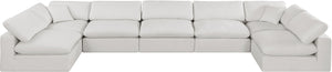 Comfy Cream Linen Textured Fabric Modular Sectional 187Cream-Sec7B Meridian Furniture