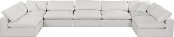 Comfy Cream Linen Textured Fabric Modular Sectional 187Cream-Sec7B Meridian Furniture