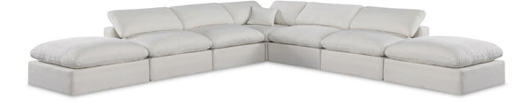 Comfy Cream Linen Textured Fabric Modular Sectional 187Cream-Sec7C Meridian Furniture