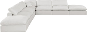 Comfy Cream Linen Textured Fabric Modular Sectional 187Cream-Sec7C Meridian Furniture