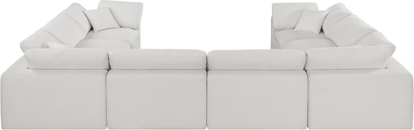 Comfy Cream Linen Textured Fabric Modular Sectional 187Cream-Sec8A Meridian Furniture