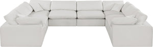 Comfy Cream Linen Textured Fabric Modular Sectional 187Cream-Sec8A Meridian Furniture