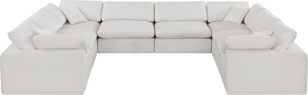 Comfy Cream Linen Textured Fabric Modular Sectional 187Cream-Sec8A Meridian Furniture
