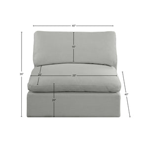 Comfy Grey Linen Textured Fabric Modular Armless Chair 187Grey-Armless Meridian Furniture