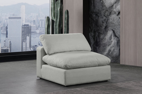 Comfy Grey Linen Textured Fabric Modular Armless Chair 187Grey-Armless Meridian Furniture