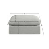 Comfy Grey Linen Textured Fabric Modular Ottoman 187Grey-Ott Meridian Furniture