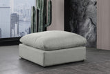 Comfy Grey Linen Textured Fabric Modular Ottoman 187Grey-Ott Meridian Furniture