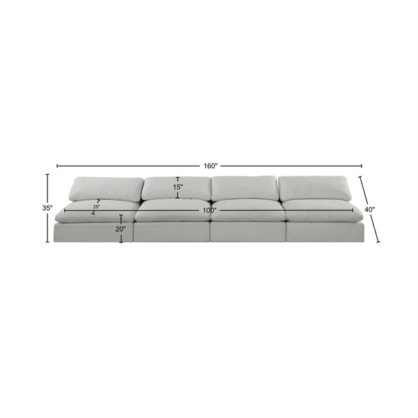 Comfy Grey Linen Textured Fabric Modular Sofa 187Grey-S156 Meridian Furniture