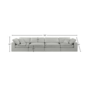 Comfy Grey Linen Textured Fabric Modular Sofa 187Grey-S158 Meridian Furniture
