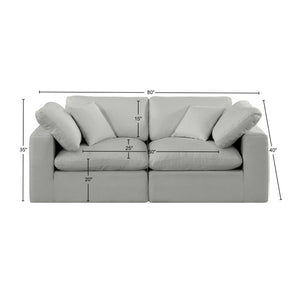 Comfy Grey Linen Textured Fabric Modular Sofa 187Grey-S80 Meridian Furniture