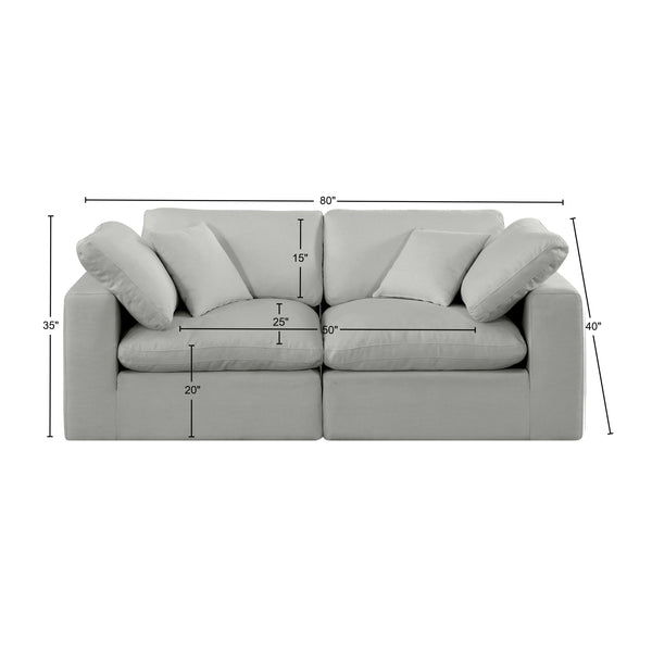 Comfy Grey Linen Textured Fabric Modular Sofa 187Grey-S80 Meridian Furniture