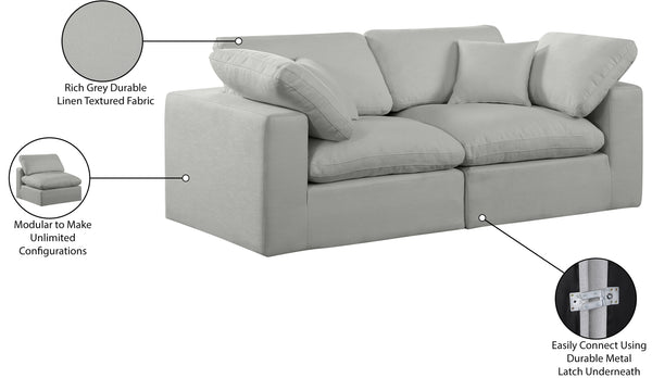 Comfy Grey Linen Textured Fabric Modular Sofa 187Grey-S80 Meridian Furniture