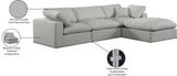 Comfy Grey Linen Textured Fabric Modular Sectional 187Grey-Sec4A Meridian Furniture