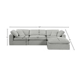 Comfy Grey Linen Textured Fabric Modular Sectional 187Grey-Sec4A Meridian Furniture