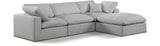 Comfy Grey Linen Textured Fabric Modular Sectional 187Grey-Sec4A Meridian Furniture