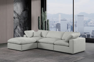 Comfy Grey Linen Textured Fabric Modular Sectional 187Grey-Sec4A Meridian Furniture