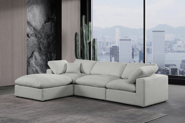Comfy Grey Linen Textured Fabric Modular Sectional 187Grey-Sec4A Meridian Furniture
