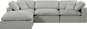 Comfy Grey Linen Textured Fabric Modular Sectional 187Grey-Sec4A Meridian Furniture