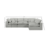 Comfy Grey Linen Textured Fabric Modular Sectional 187Grey-Sec4B Meridian Furniture