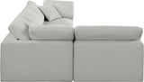 Comfy Grey Linen Textured Fabric Modular Sectional 187Grey-Sec4B Meridian Furniture