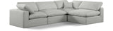 Comfy Grey Linen Textured Fabric Modular Sectional 187Grey-Sec4B Meridian Furniture