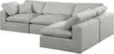 Comfy Grey Linen Textured Fabric Modular Sectional 187Grey-Sec4B Meridian Furniture