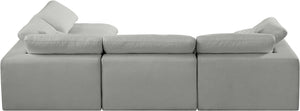 Comfy Grey Linen Textured Fabric Modular Sectional 187Grey-Sec4B Meridian Furniture