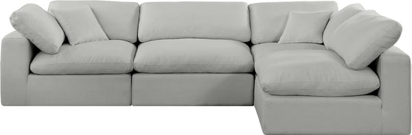 Comfy Grey Linen Textured Fabric Modular Sectional 187Grey-Sec4B Meridian Furniture
