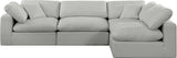 Comfy Grey Linen Textured Fabric Modular Sectional 187Grey-Sec4B Meridian Furniture