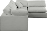 Comfy Grey Linen Textured Fabric Modular Sectional 187Grey-Sec4B Meridian Furniture