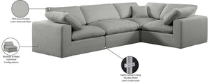 Comfy Grey Linen Textured Fabric Modular Sectional 187Grey-Sec4C Meridian Furniture