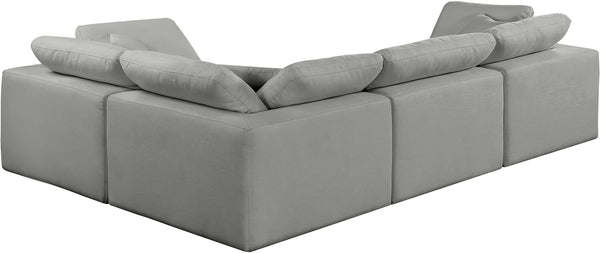Comfy Grey Linen Textured Fabric Modular Sectional 187Grey-Sec4C Meridian Furniture