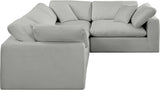 Comfy Grey Linen Textured Fabric Modular Sectional 187Grey-Sec4C Meridian Furniture