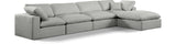 Comfy Grey Linen Textured Fabric Modular Sectional 187Grey-Sec5A Meridian Furniture