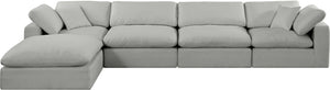 Comfy Grey Linen Textured Fabric Modular Sectional 187Grey-Sec5A Meridian Furniture