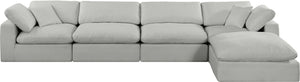 Comfy Grey Linen Textured Fabric Modular Sectional 187Grey-Sec5A Meridian Furniture