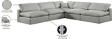 Comfy Grey Linen Textured Fabric Modular Sectional 187Grey-Sec5B Meridian Furniture