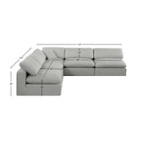 Comfy Grey Linen Textured Fabric Modular Sectional 187Grey-Sec5B Meridian Furniture