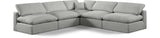 Comfy Grey Linen Textured Fabric Modular Sectional 187Grey-Sec5B Meridian Furniture