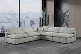 Comfy Grey Linen Textured Fabric Modular Sectional 187Grey-Sec5B Meridian Furniture