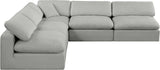 Comfy Grey Linen Textured Fabric Modular Sectional 187Grey-Sec5B Meridian Furniture