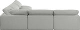 Comfy Grey Linen Textured Fabric Modular Sectional 187Grey-Sec5B Meridian Furniture