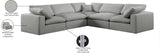 Comfy Grey Linen Textured Fabric Modular Sectional 187Grey-Sec5C Meridian Furniture