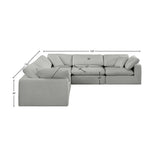 Comfy Grey Linen Textured Fabric Modular Sectional 187Grey-Sec5C Meridian Furniture