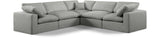 Comfy Grey Linen Textured Fabric Modular Sectional 187Grey-Sec5C Meridian Furniture