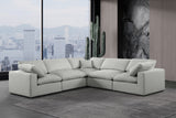 Comfy Grey Linen Textured Fabric Modular Sectional 187Grey-Sec5C Meridian Furniture