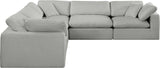 Comfy Grey Linen Textured Fabric Modular Sectional 187Grey-Sec5C Meridian Furniture