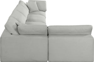 Comfy Grey Linen Textured Fabric Modular Sectional 187Grey-Sec5D Meridian Furniture
